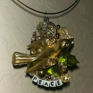 Peace dove ooak dog tag charm